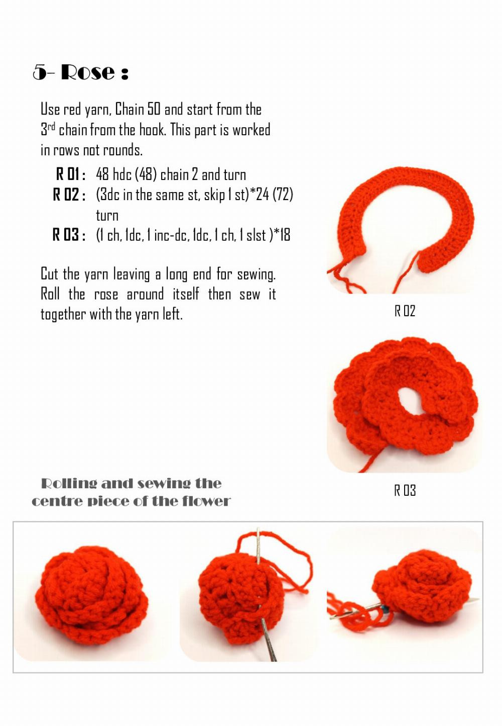 Rose pattern, Crochet pattern for potted roses