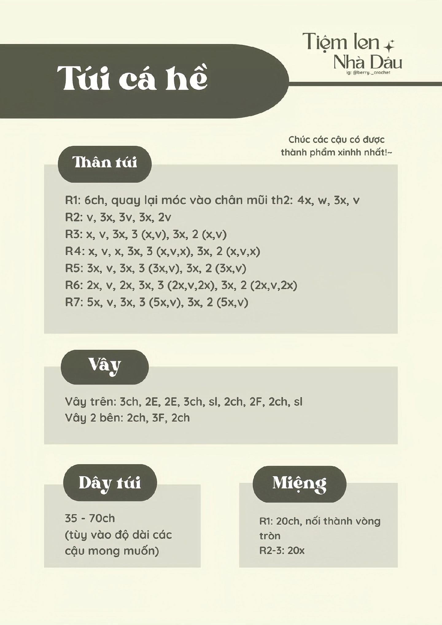 Share chart móc len túi cá hề