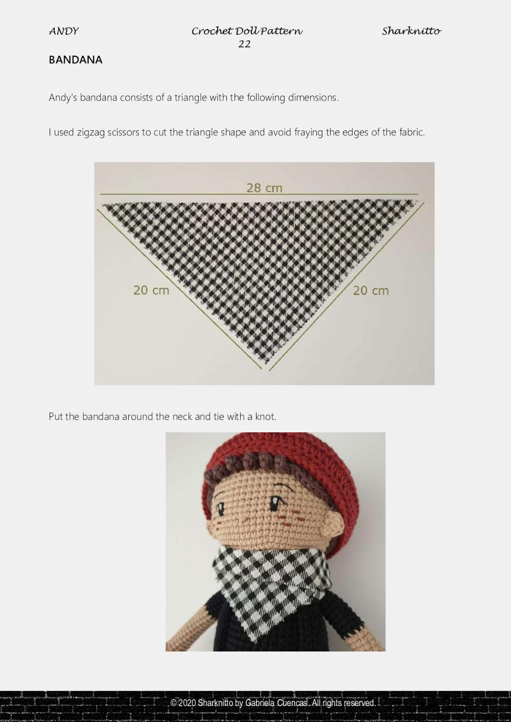 Sharknitto, andy, Crochet pattern for a boy doll wearing a wool hat