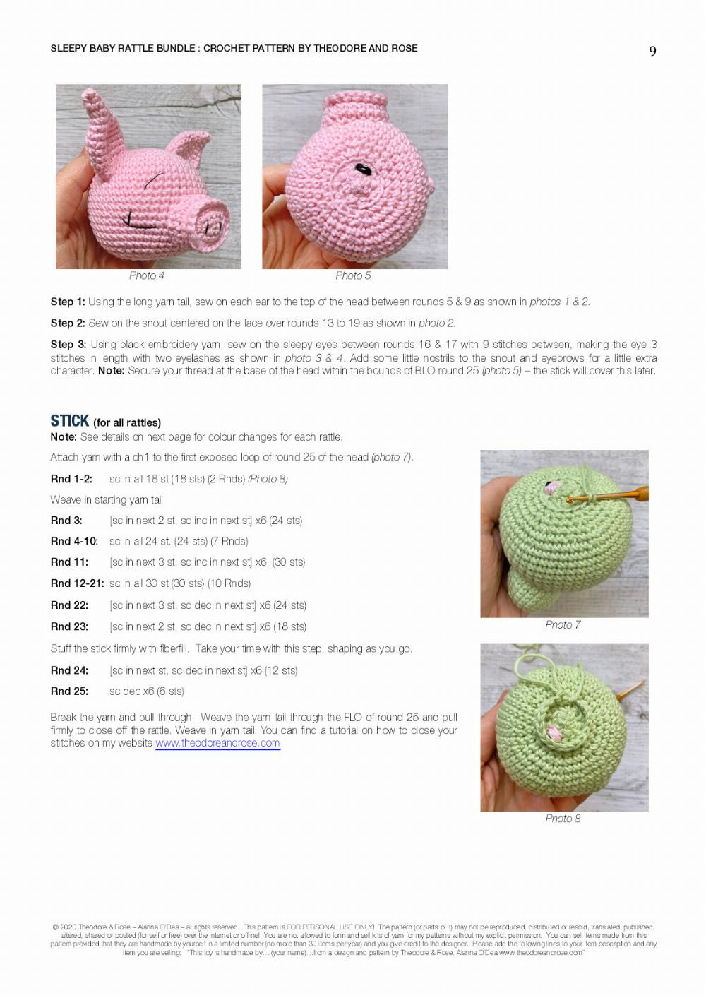 Sleepy Baby Rattles crochet pattern bundle