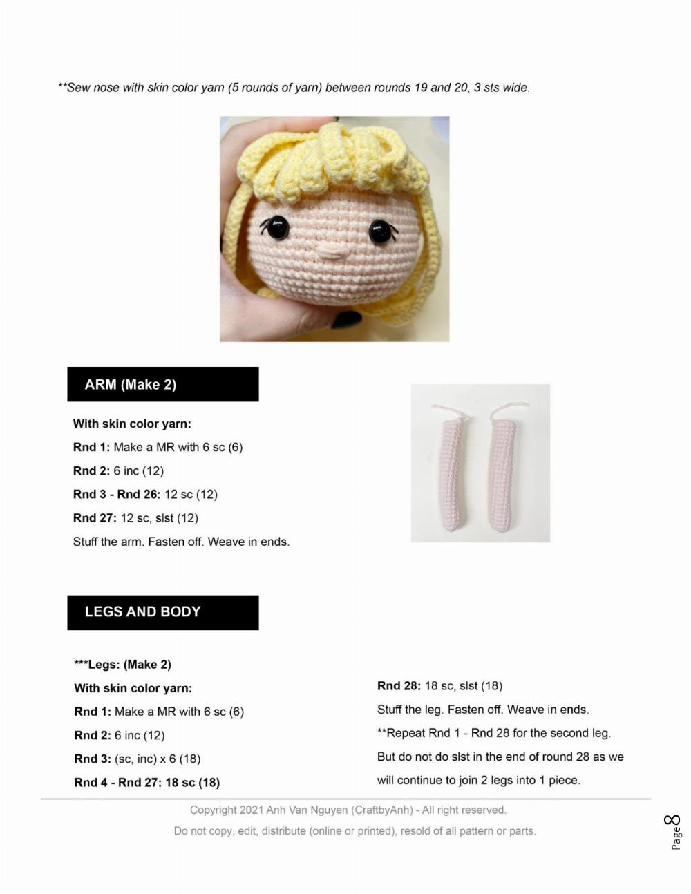 sophia the american doll amigurumi doll pattern