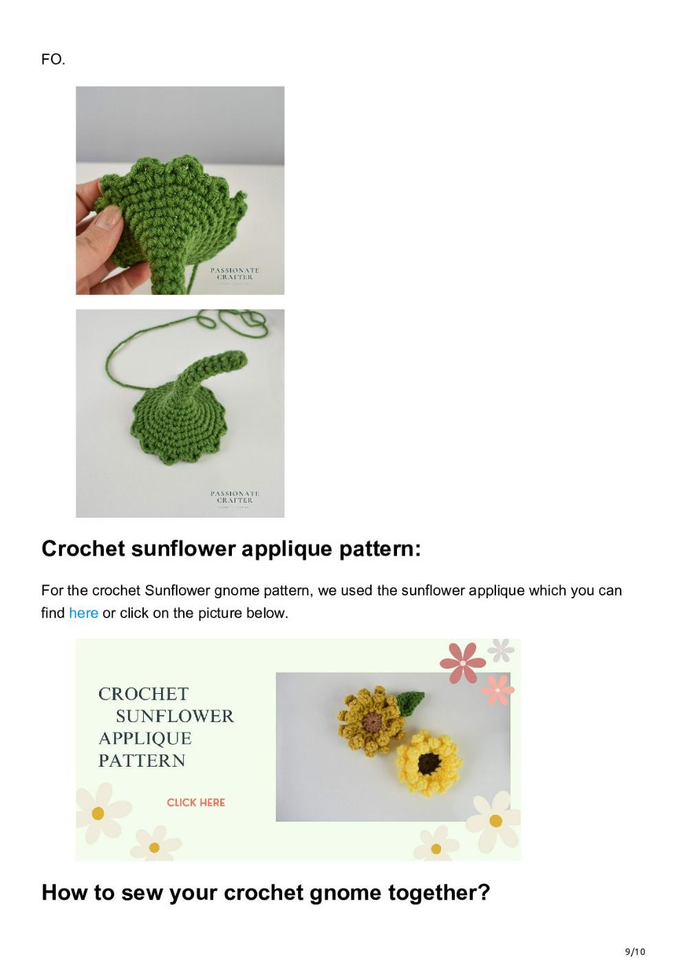 sunflower gnome crochet garden gnome pattern free