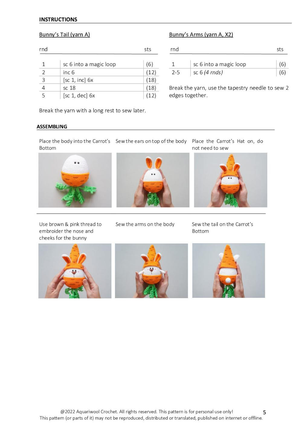 THE CARROT BUNNY crochet pattern