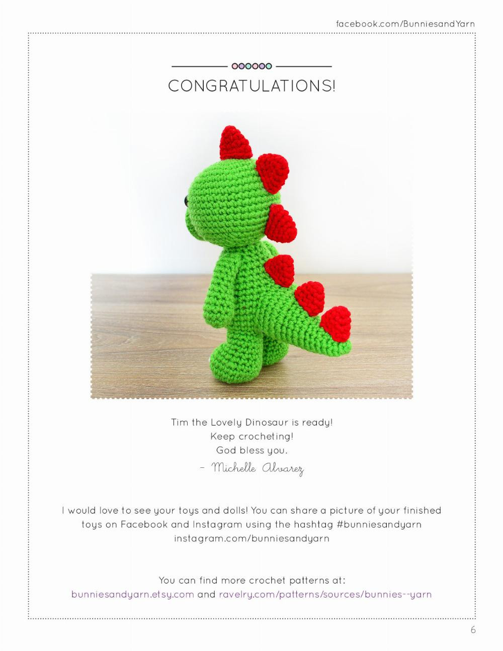 Tim the Lovely Dinosaur Crochet Pattern