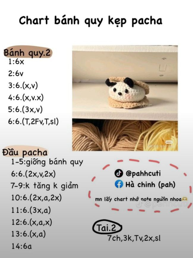 Tổng hợp 5 mẫu móc len đơn giản: Bình sữa nhỏ, chậu hoa mini, chó pug, baku cơm nắm,  chart bánh quy kẹp pacha