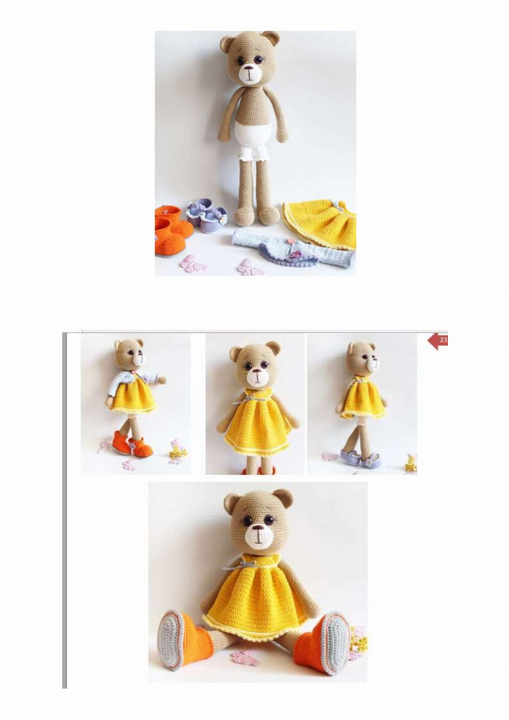Urso usa um vestido amarelo