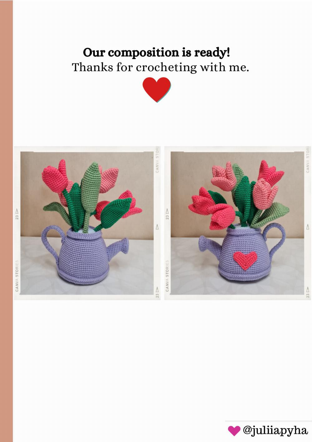 WATERING CAN WITH TULIPS Crochet Pattern