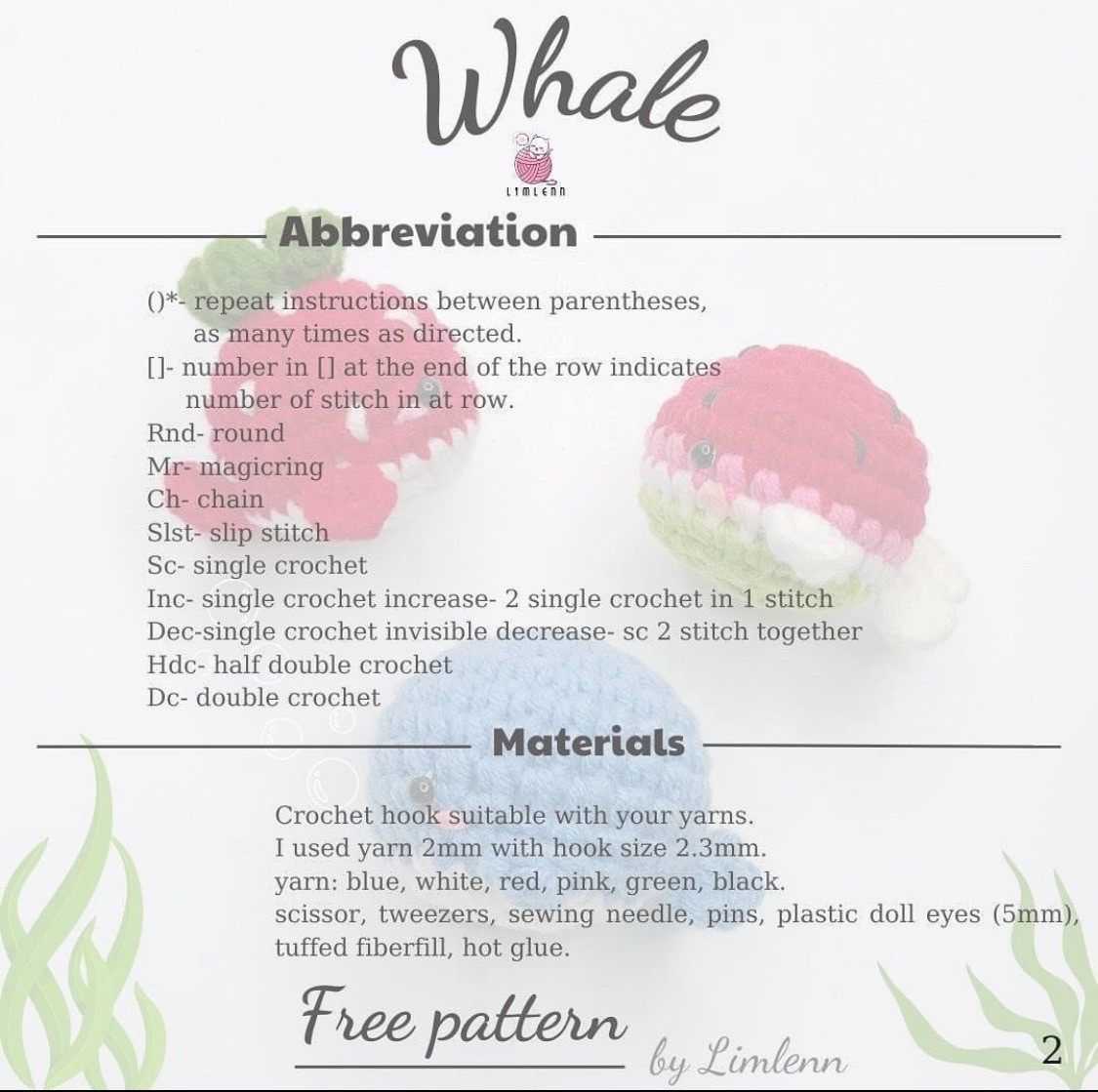 whale free pattern mini free pattern