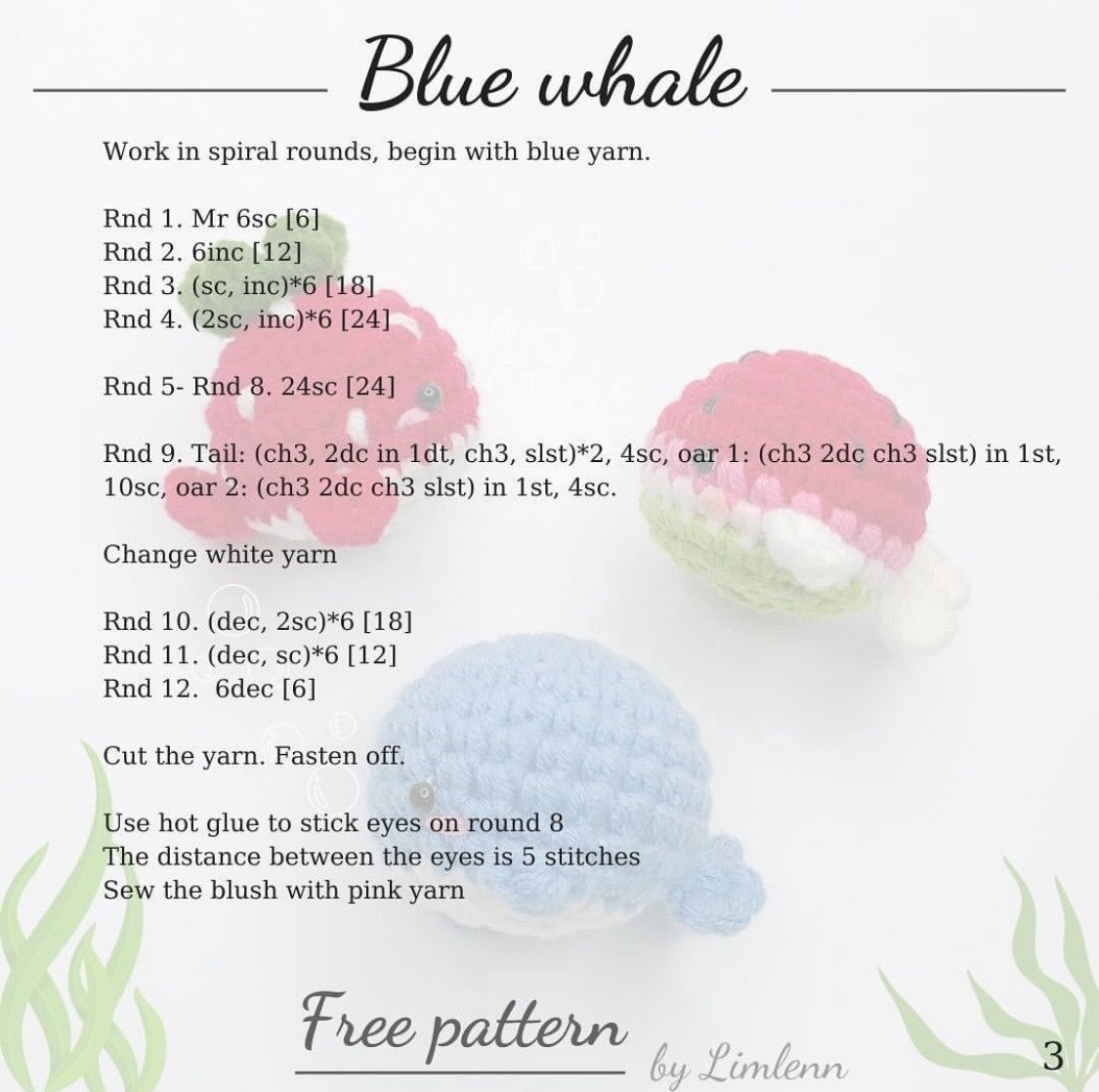 whale free pattern mini free pattern