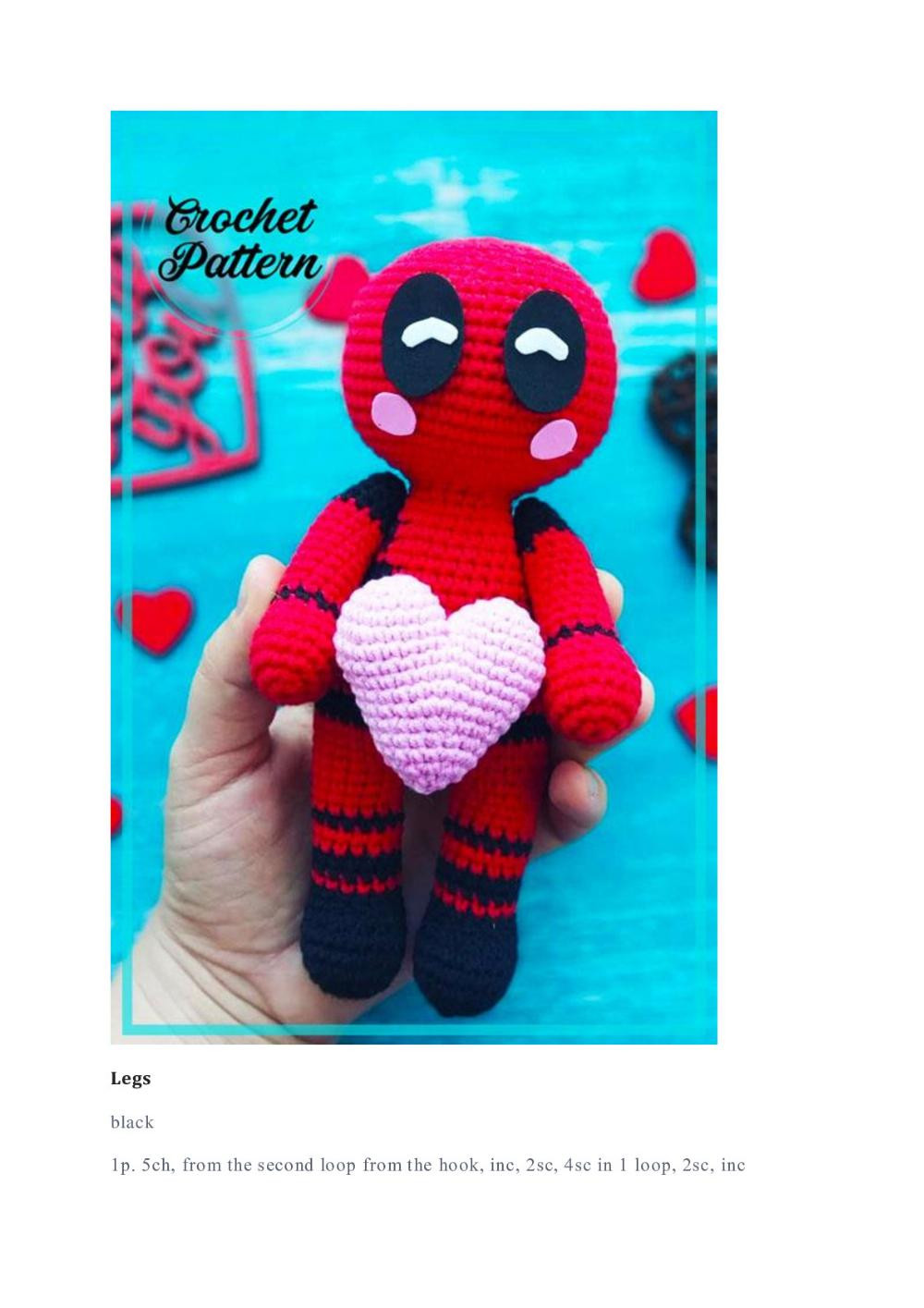 you know Deadpool, Crochet pattern for Deadpool doll and heart