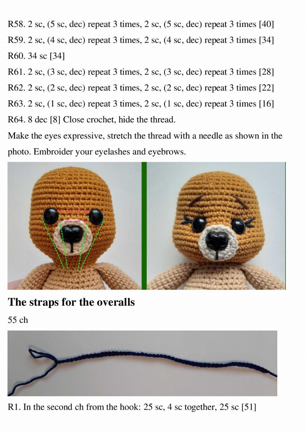 Amigurumi Dog in overalls. Crochet pattern