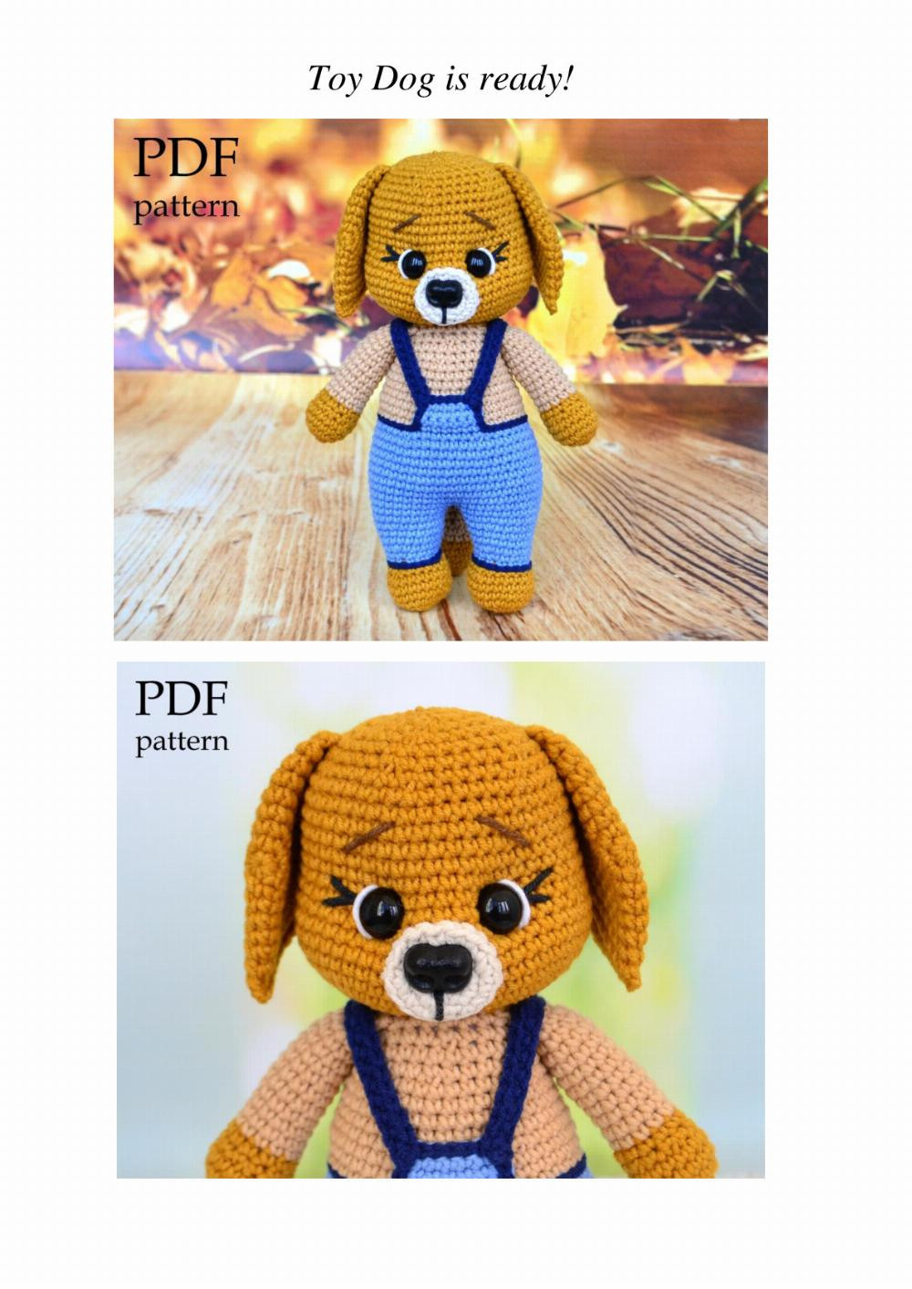 Amigurumi Dog in overalls. Crochet pattern