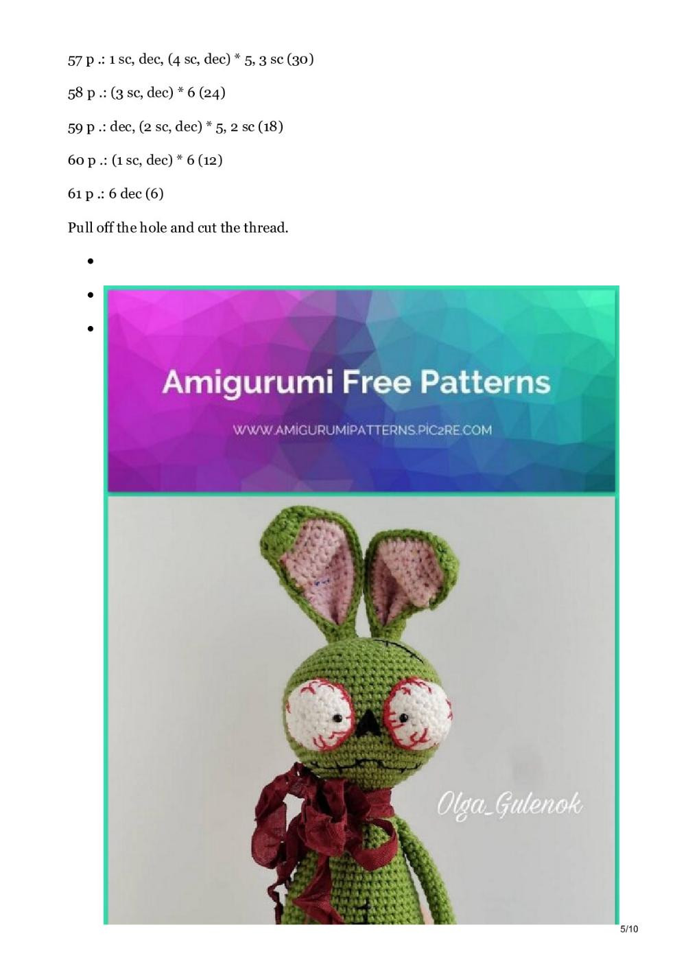 Amigurumi Zombie Bunny Free Pattern