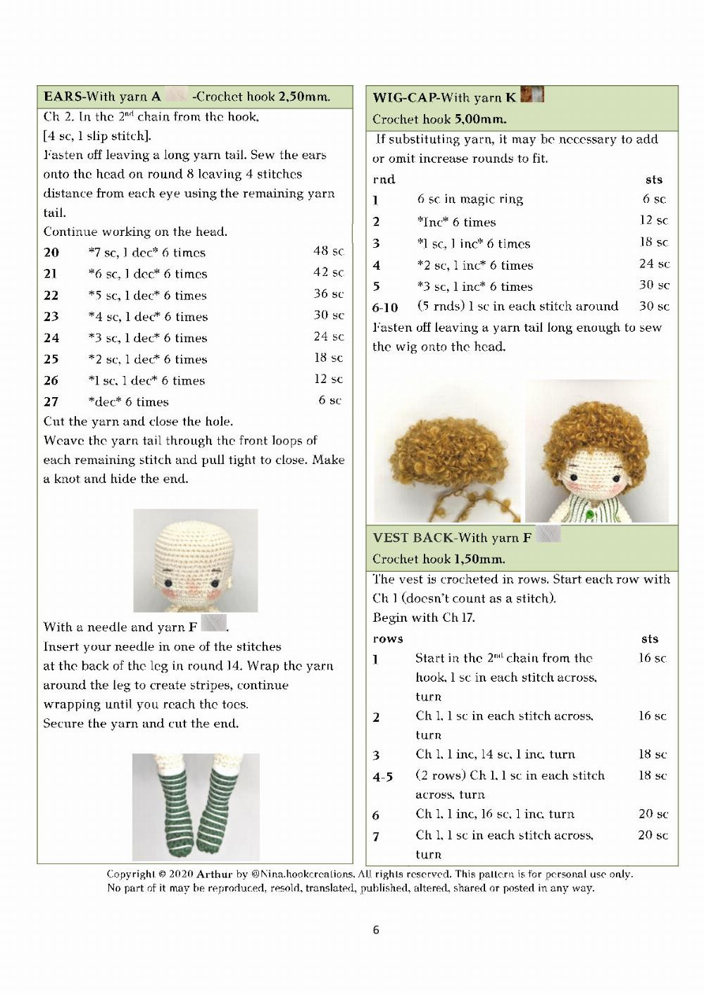 arthur doll crochet pattern