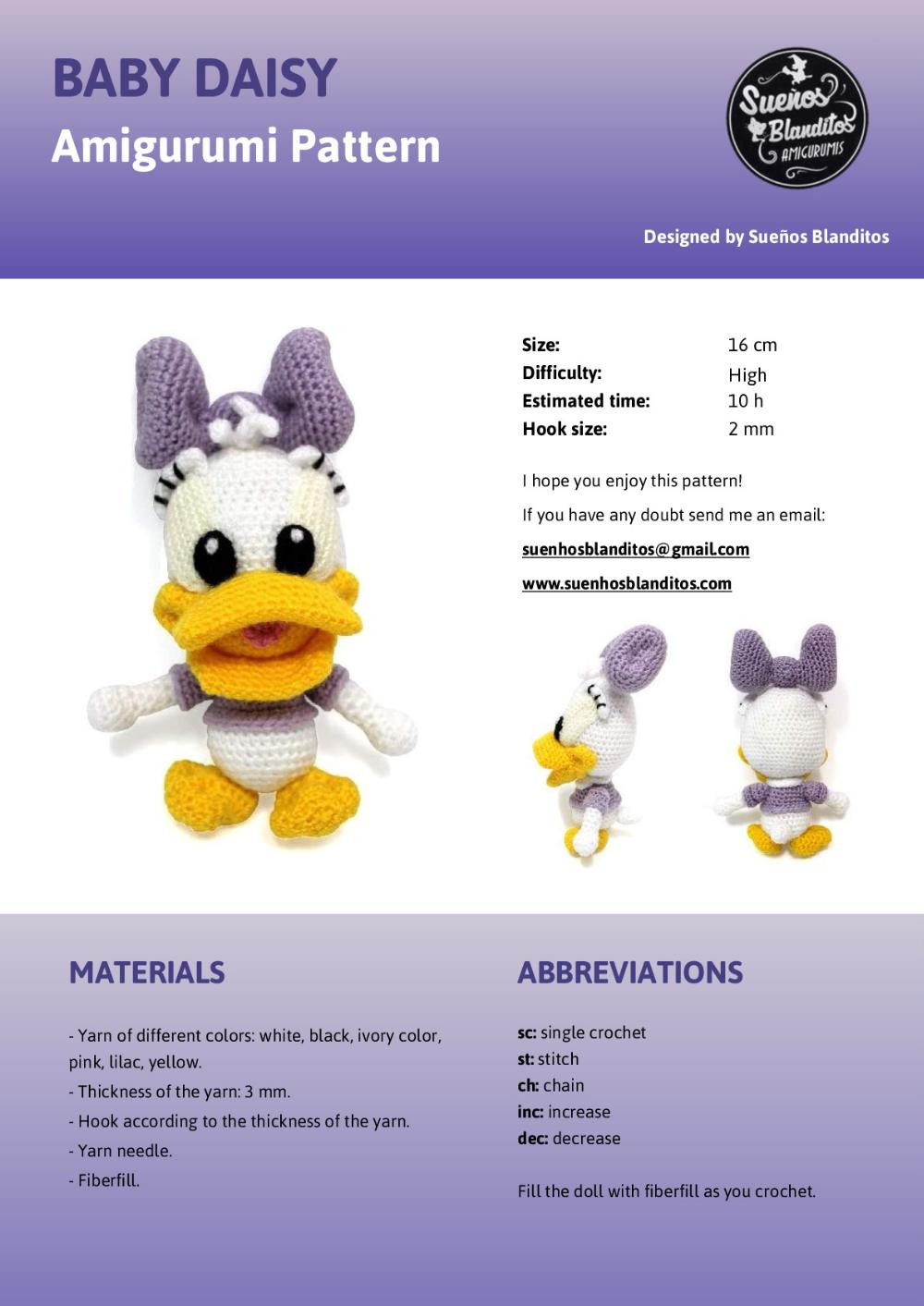 baby disney 6 amigurumi patterns, baby mickey, baby minnie, baby donald, baby daisy, baby pluto, baby goofy,