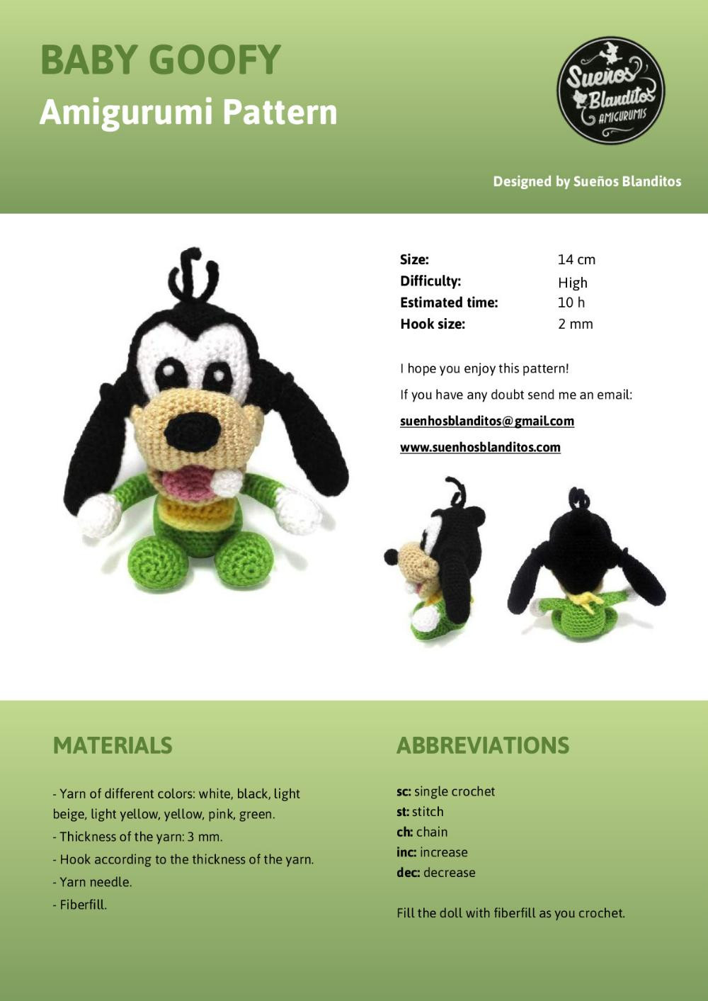 baby disney 6 amigurumi patterns, baby mickey, baby minnie, baby donald, baby daisy, baby pluto, baby goofy,