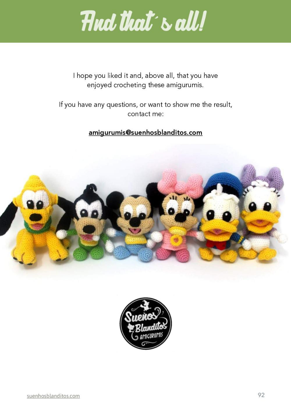 baby disney 6 amigurumi patterns, baby mickey, baby minnie, baby donald, baby daisy, baby pluto, baby goofy,