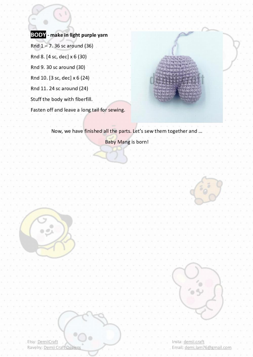 BABY MANG crochet pattern