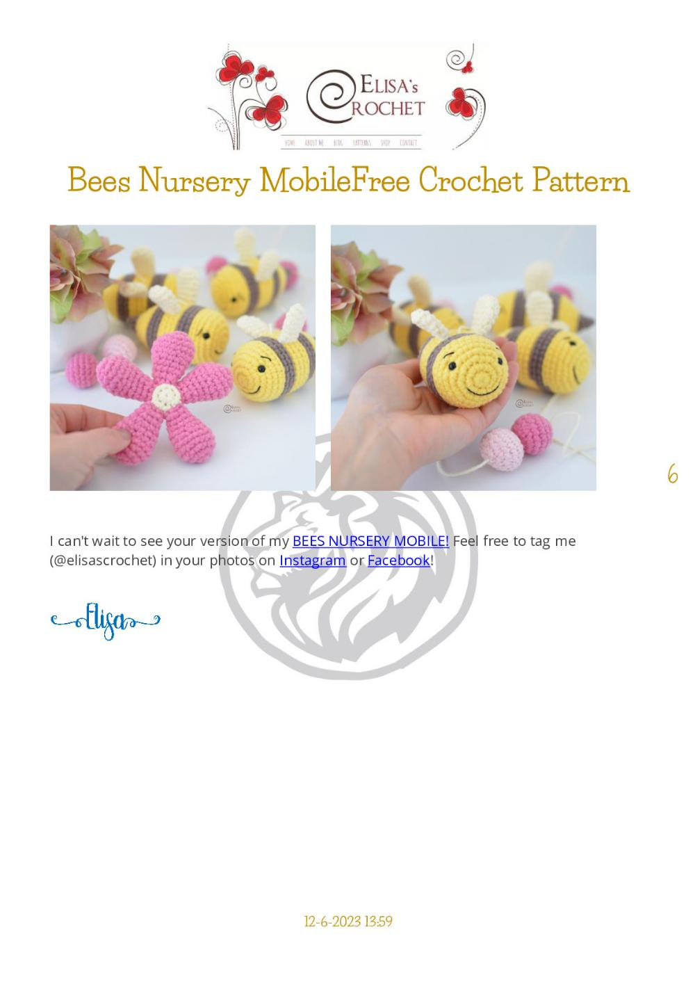 Bees Nursery MobileFree Crochet Pattern 2023