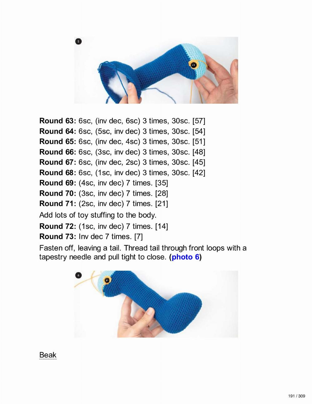 Cassowary crochet pattern