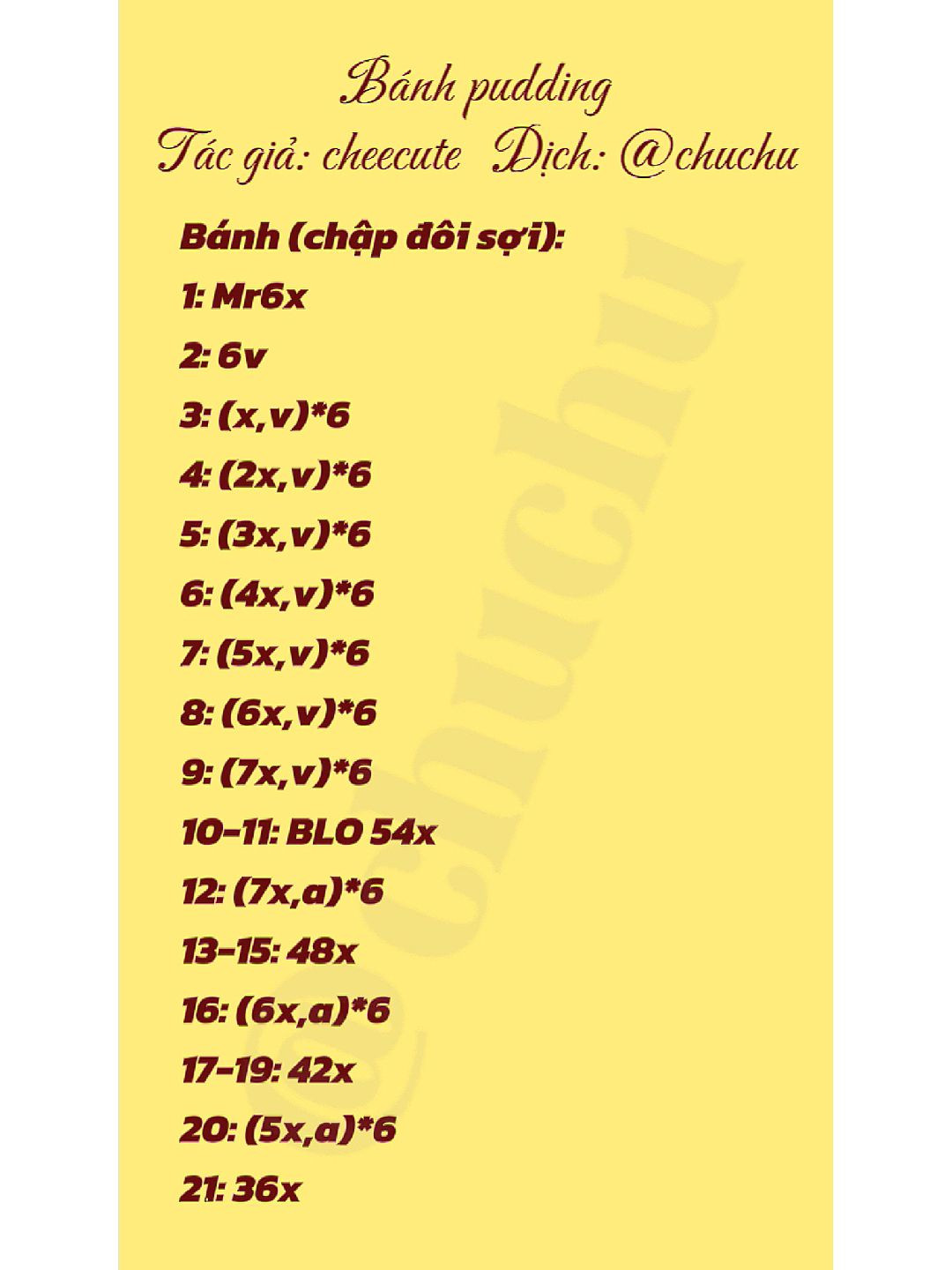 Chart Bánh pudding