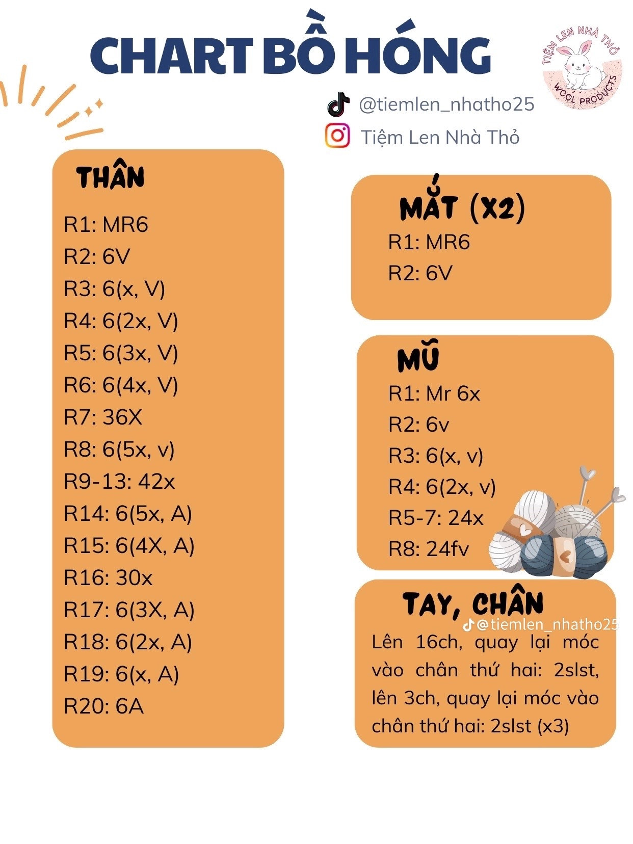 Chart bồ hóng đội mũ #Tiệmlennhàsữa #handmadecrochet #viralvideo