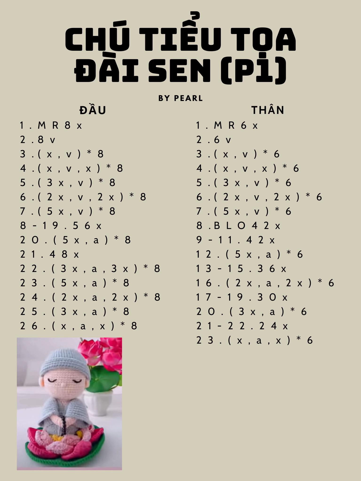 Chart chú tiểu toạ đài sen 🪷#chart  #chutieu  #chutieutoadaisen  #sen  #daisen  #len  #moclen  #crochet