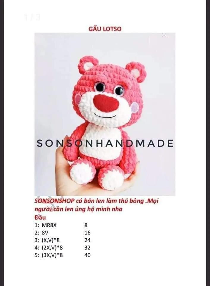 chart dịch bé gấu dâu cute, gấu lotso