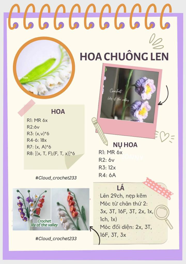 chart hoa: anh túc, chuông len, cẩm tú cầu, cúc họa mi,