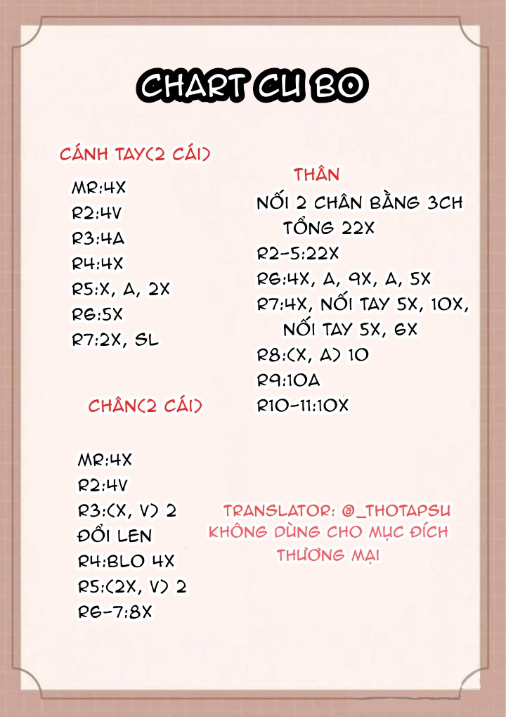 Chart móc cu bo