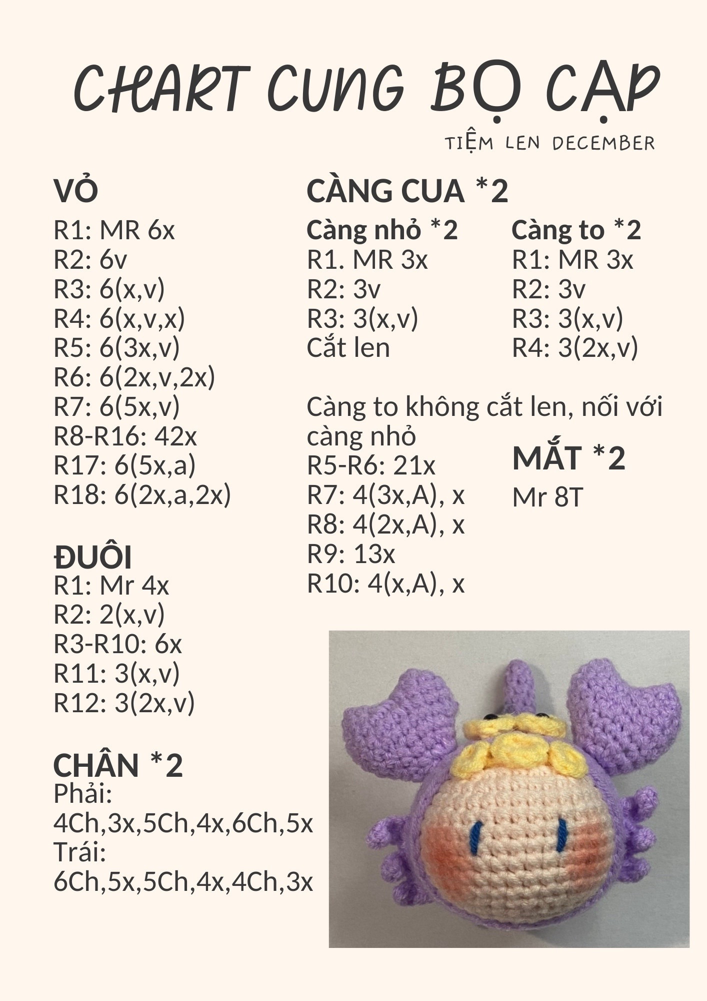 Chart móc cung bọ cạp dễ thương