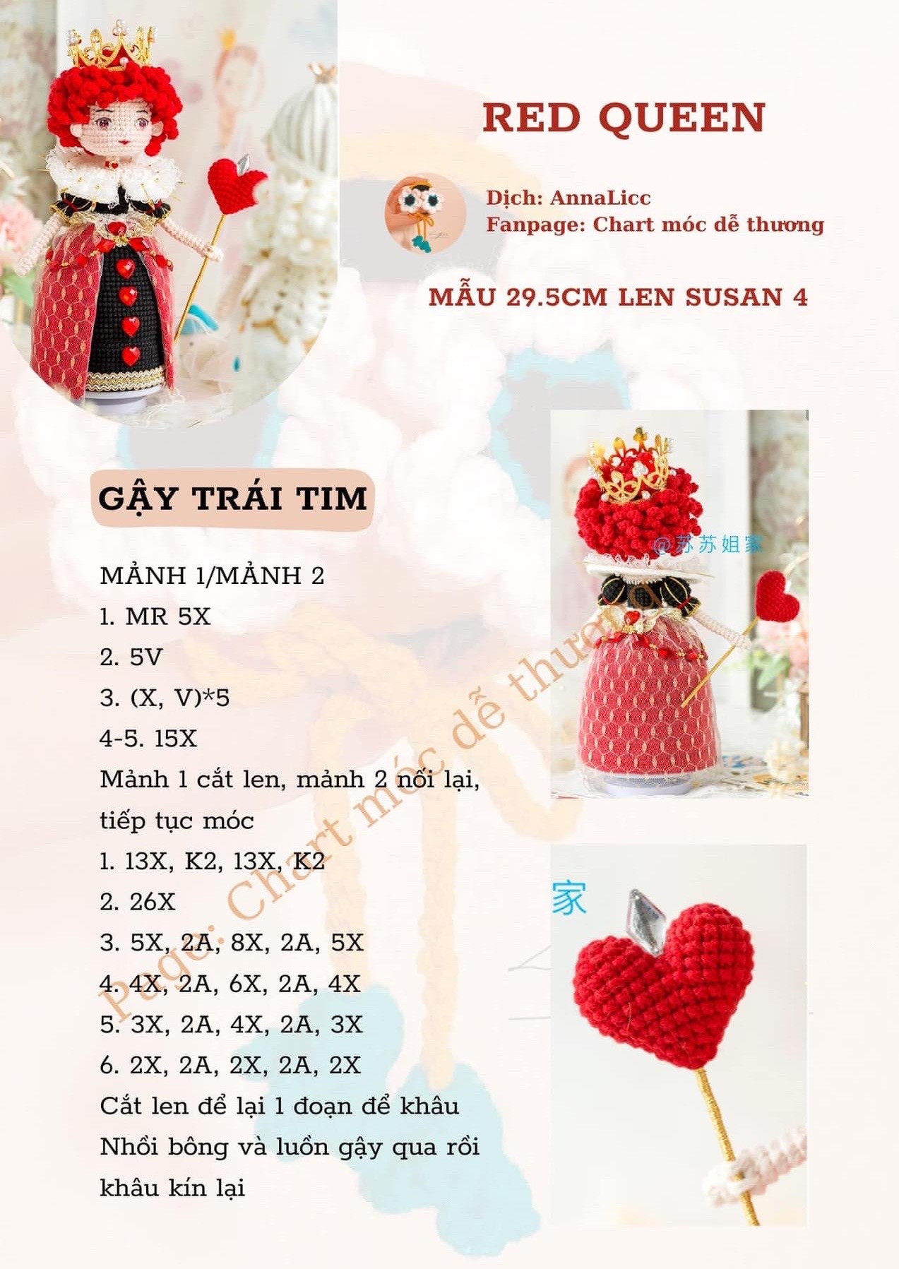 Chart móc doll nữ hoàng đỏ ,red queen