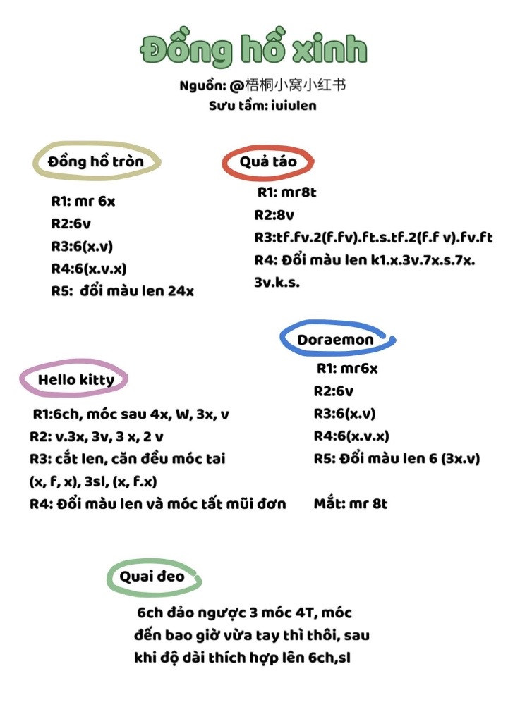 Chart móc đồng hồ xinh