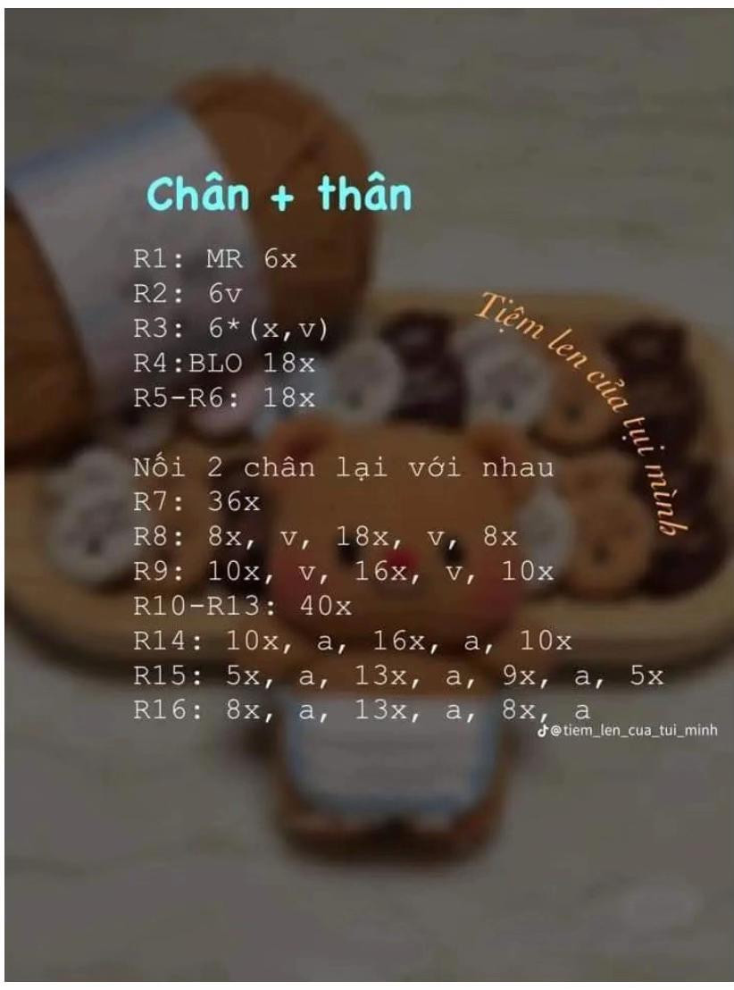 chart móc gấu đeo yếm