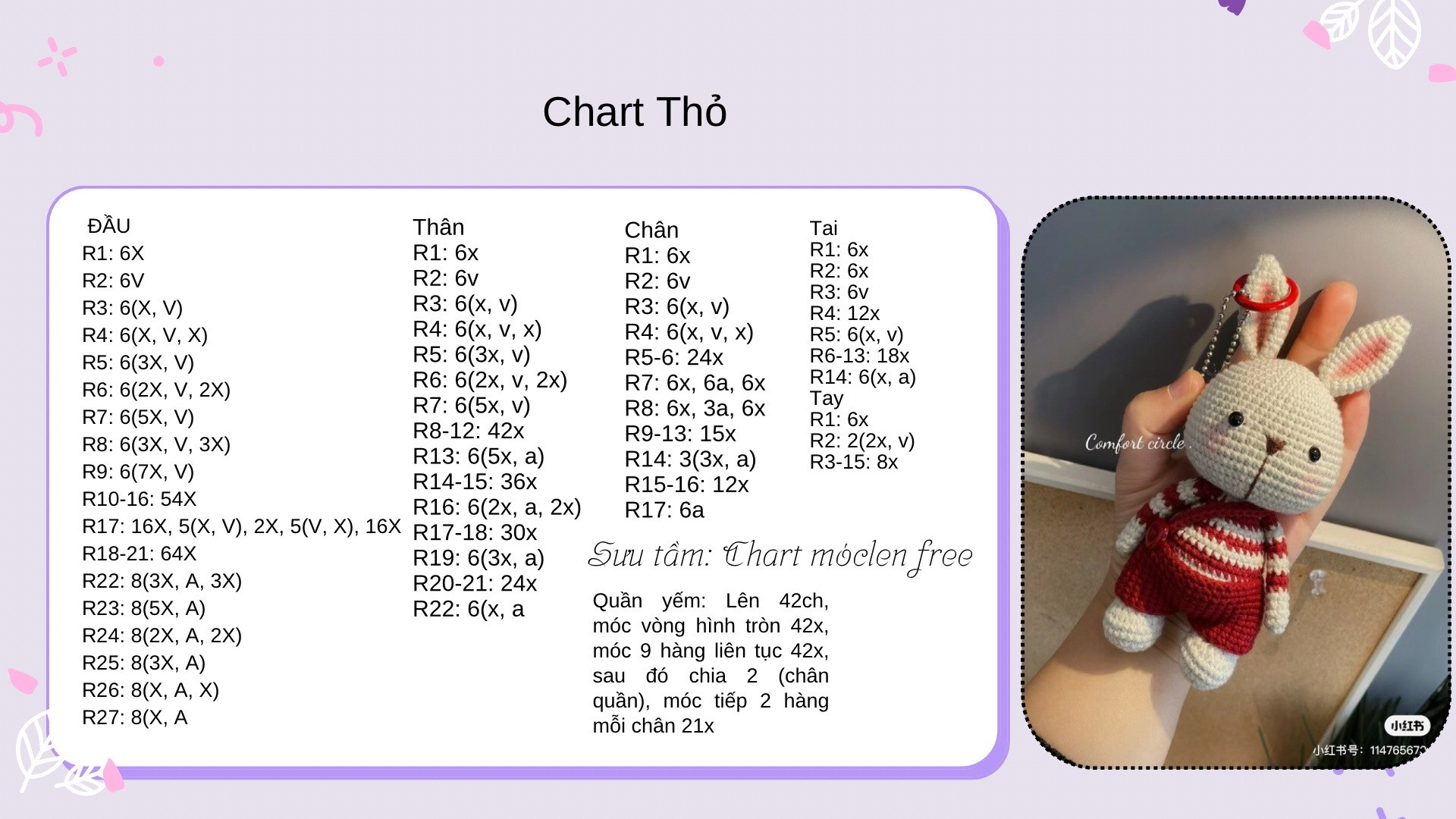 Chart móc khóa thỏ mặc quần yếm