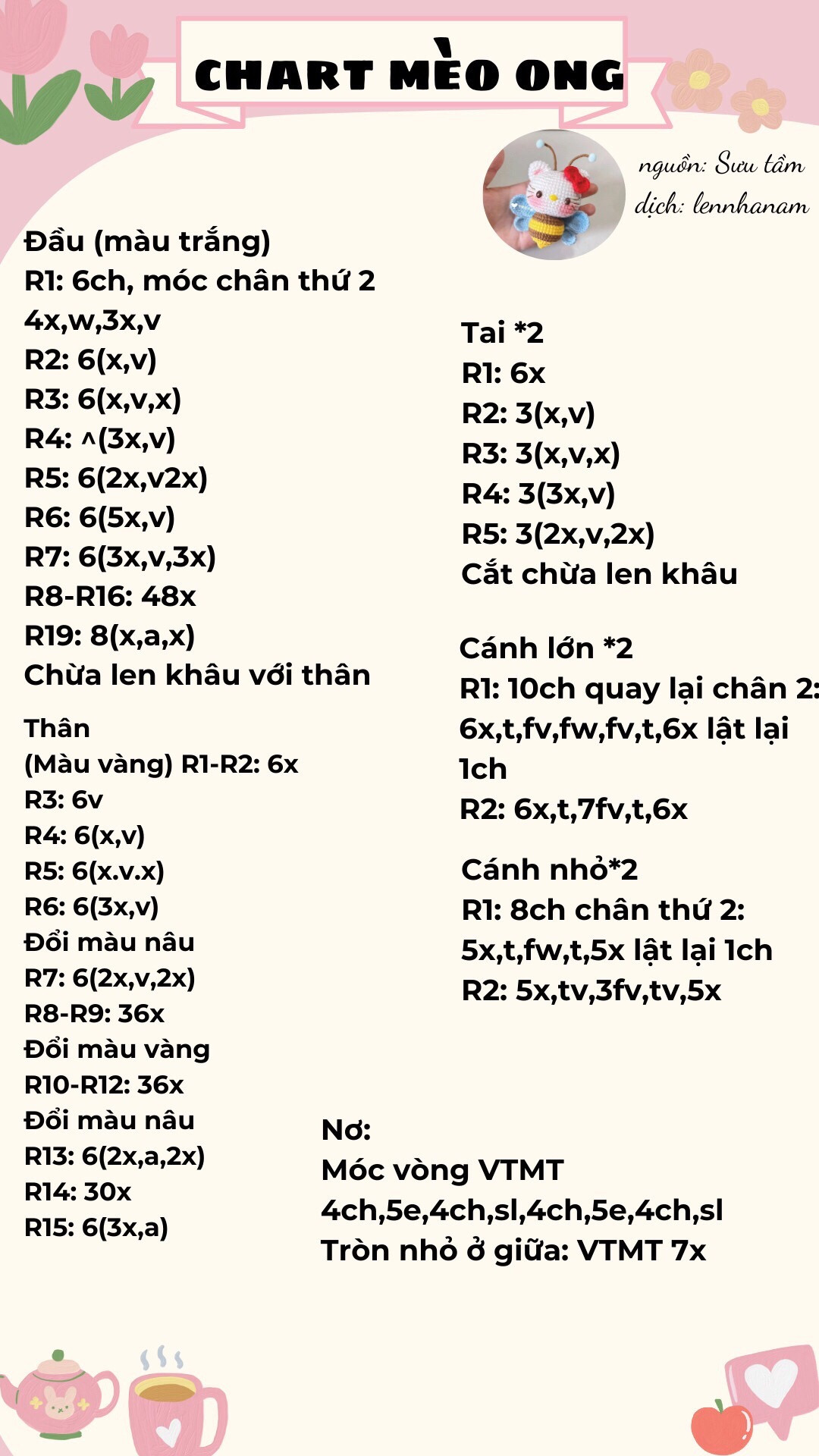 Chart móc mèo ong đeo nơ