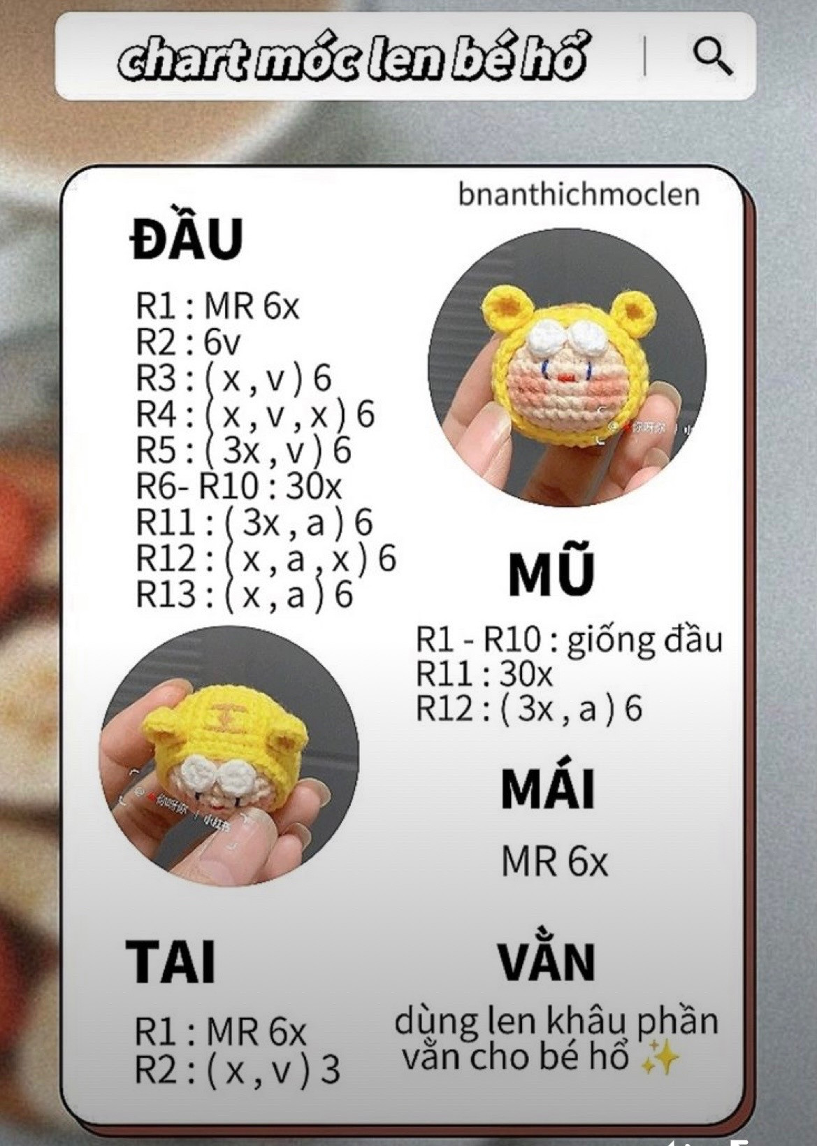 Chart móc mochi hổ mini