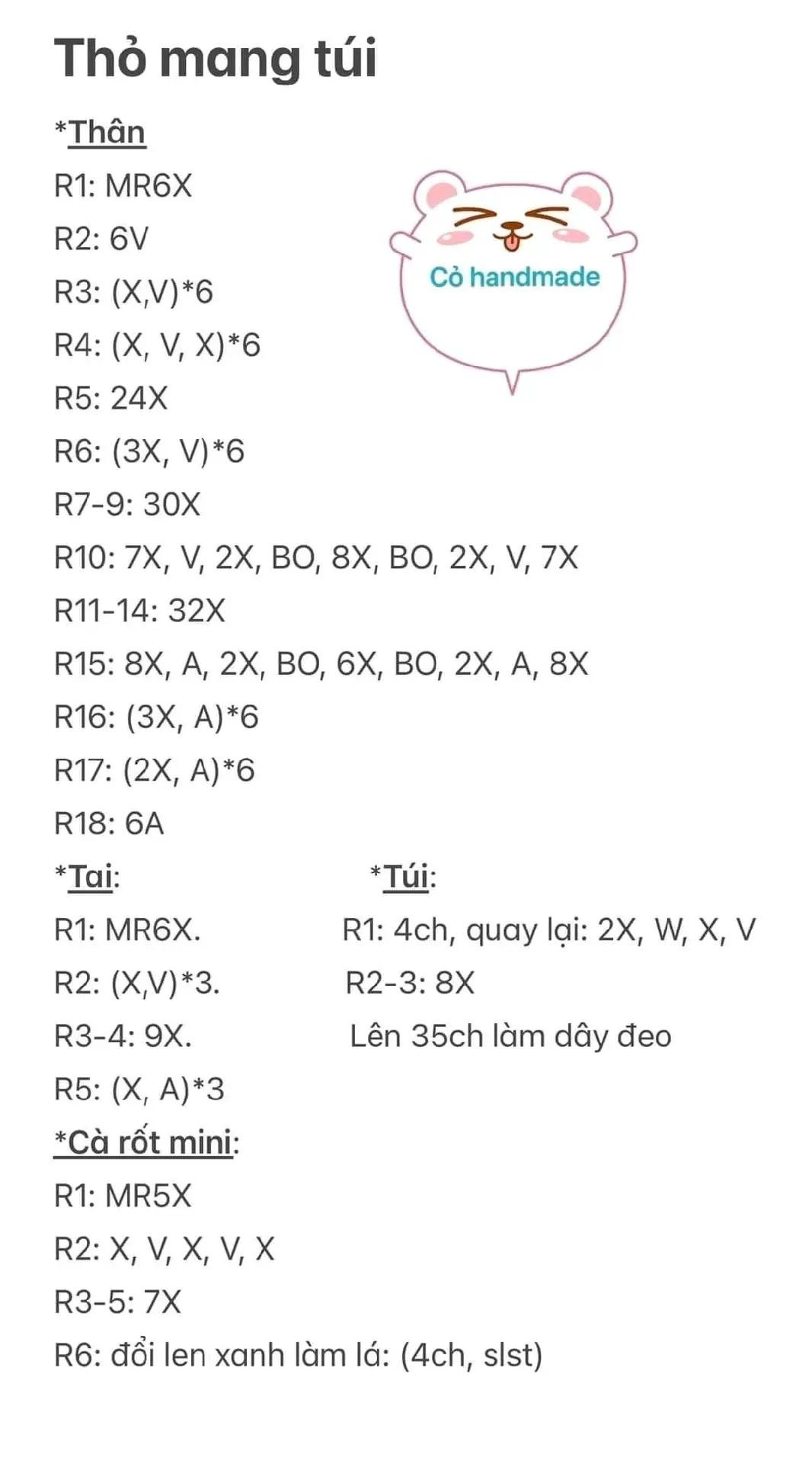 chart móc thỏ mang túi