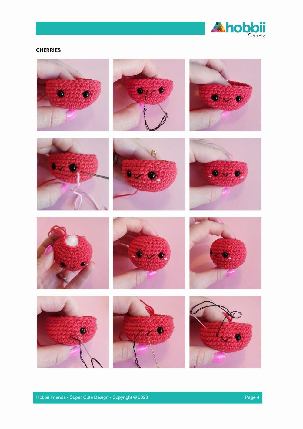 Cherries , Cherry couple crochet pattern