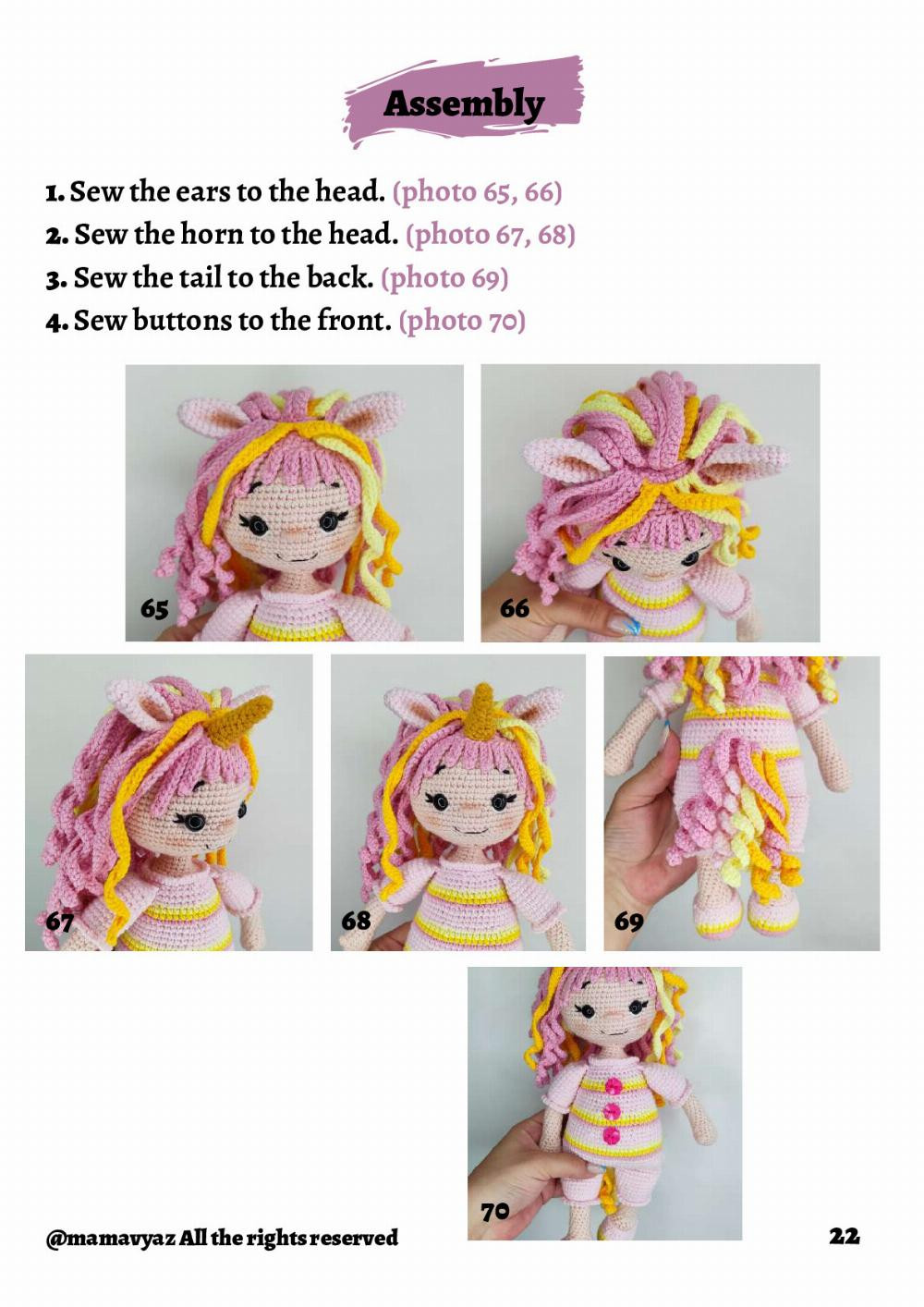 chloe unicorn doll crochet pattern