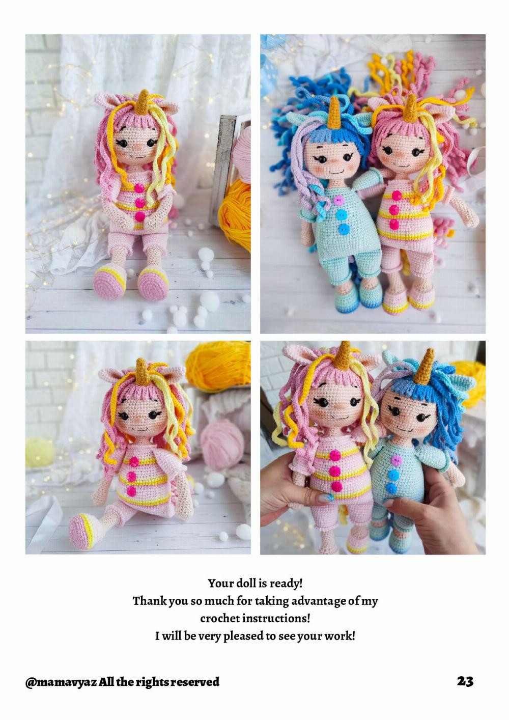 chloe unicorn doll crochet pattern