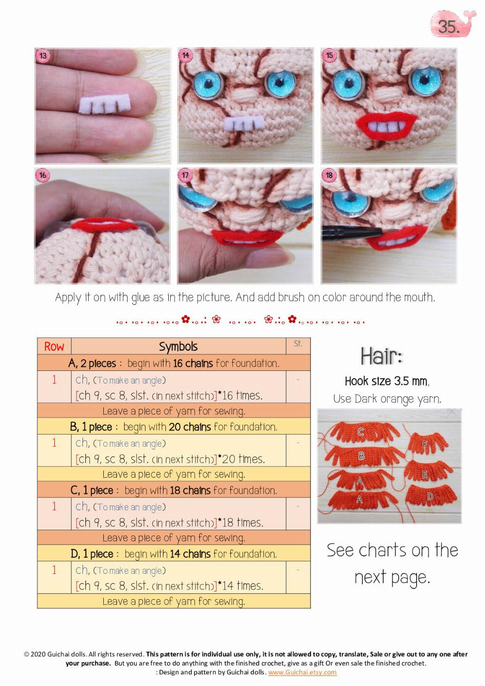 Chucky Horror doll pattern