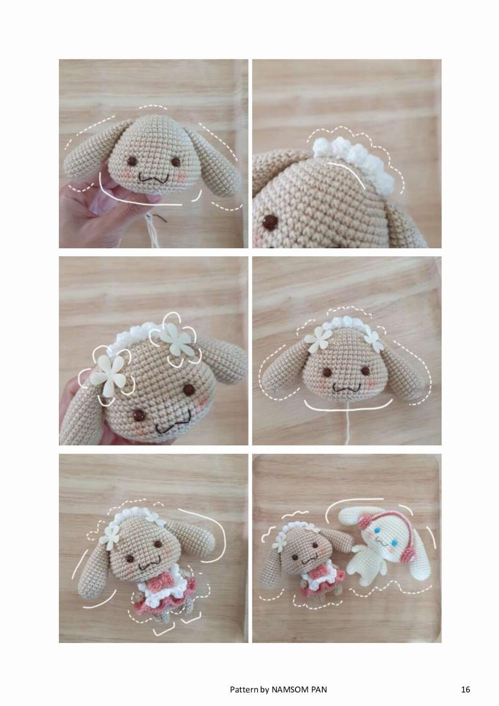 Cinnamonroll, Cinnamoroll crochet pattern wearing headphones