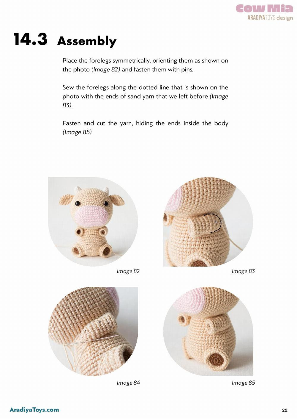 Cow Mia , Cow crochet pattern with pink muzzle