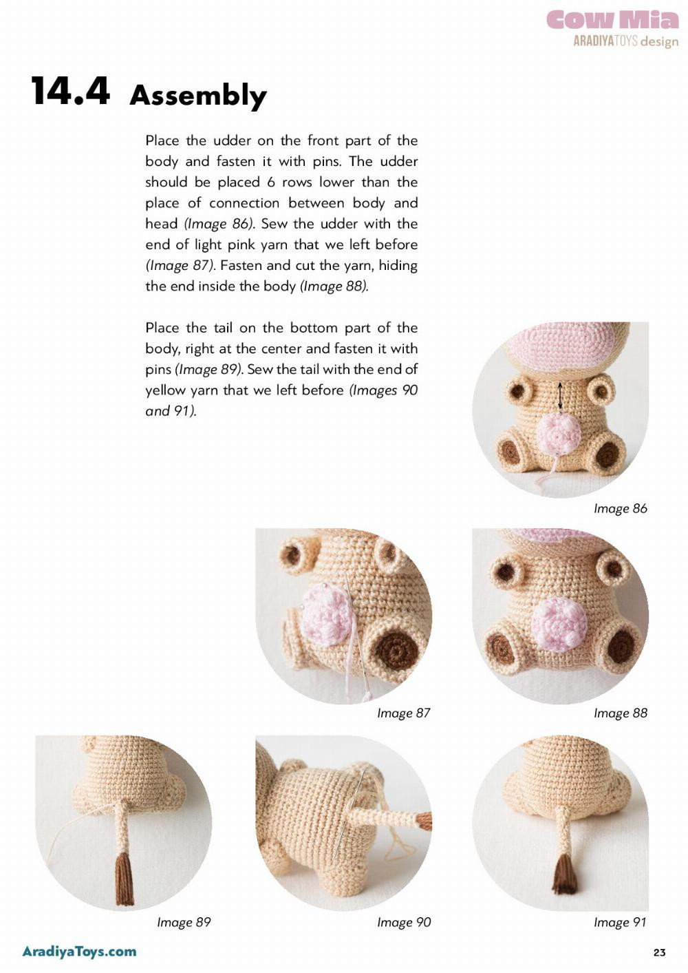 Cow Mia , Cow crochet pattern with pink muzzle