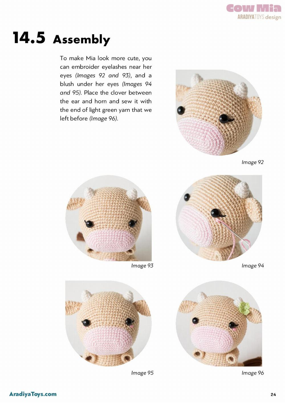 Cow Mia , Cow crochet pattern with pink muzzle