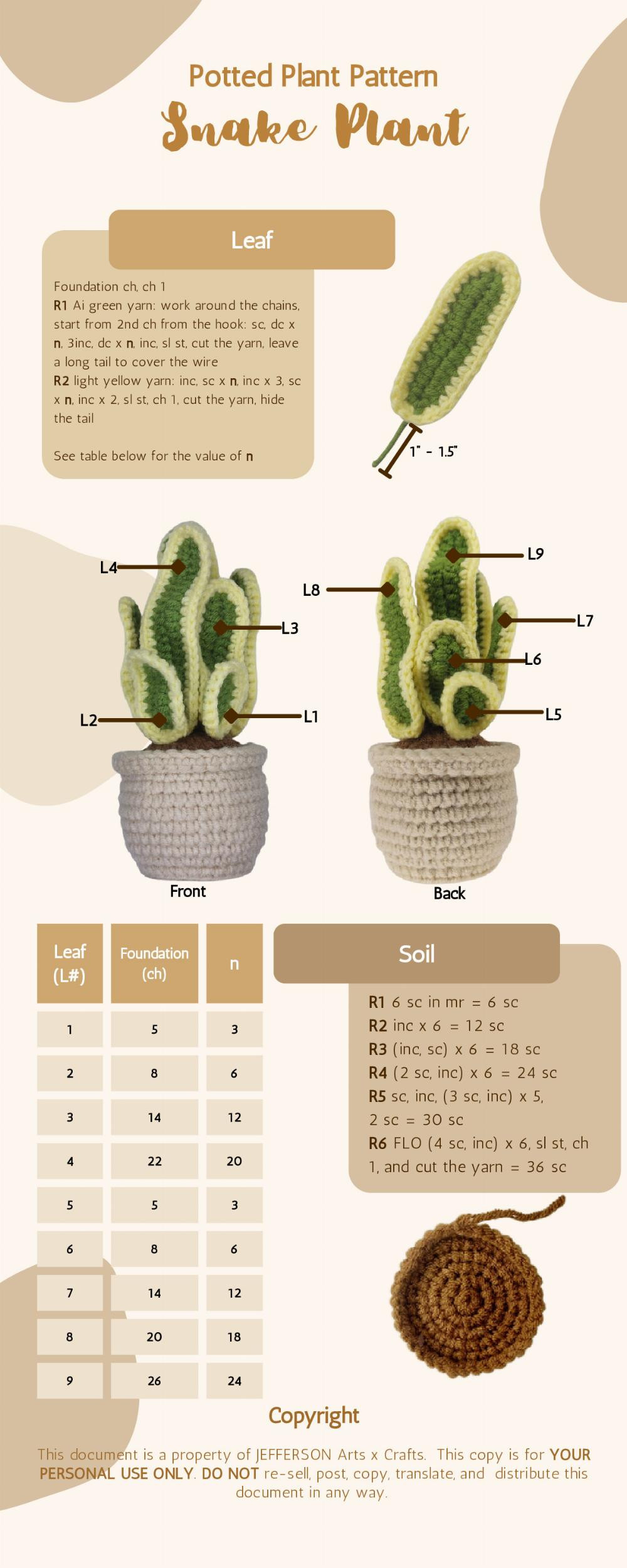 Crafts Potted Plant Pattern, Crochet patterns for pots of cacti, tulips, and sword plants