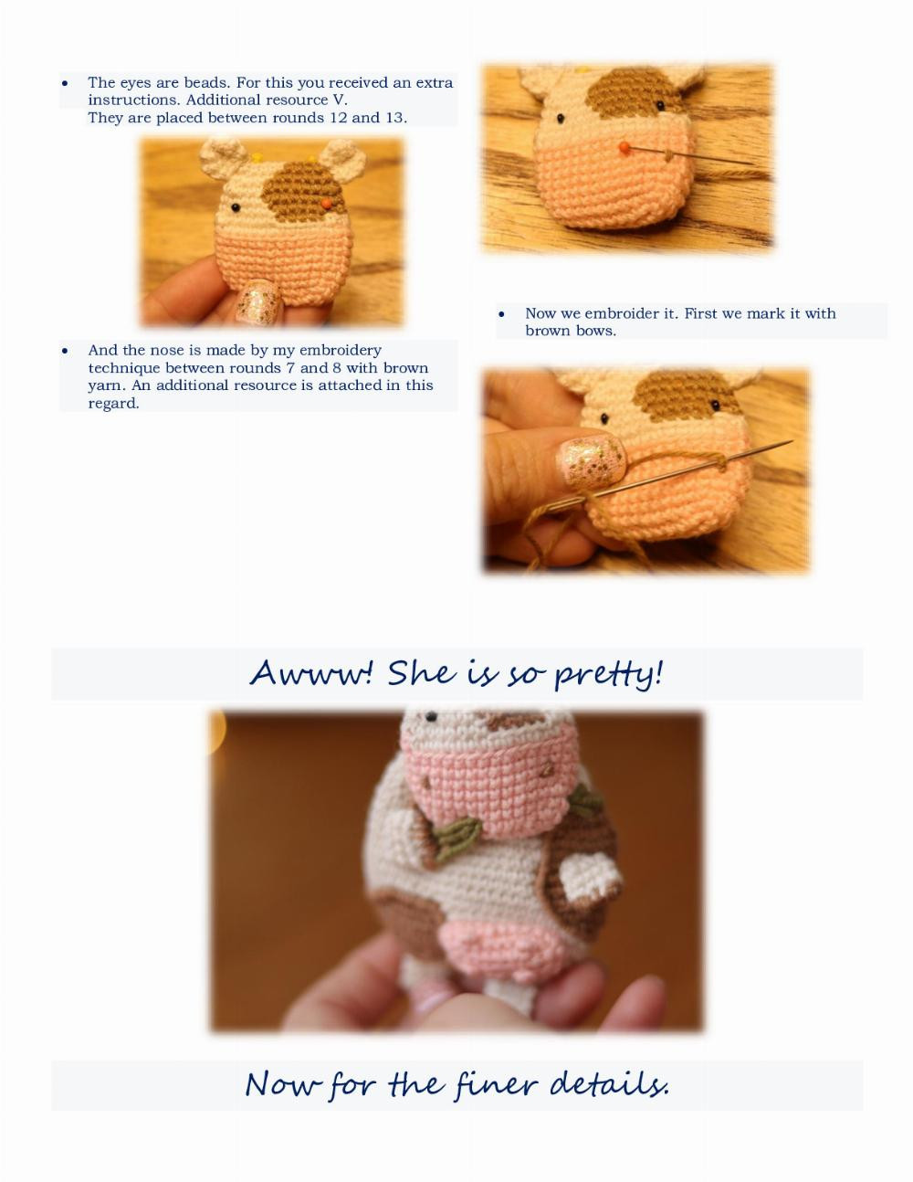 crochet guide for amigurumi 2d cow lolo