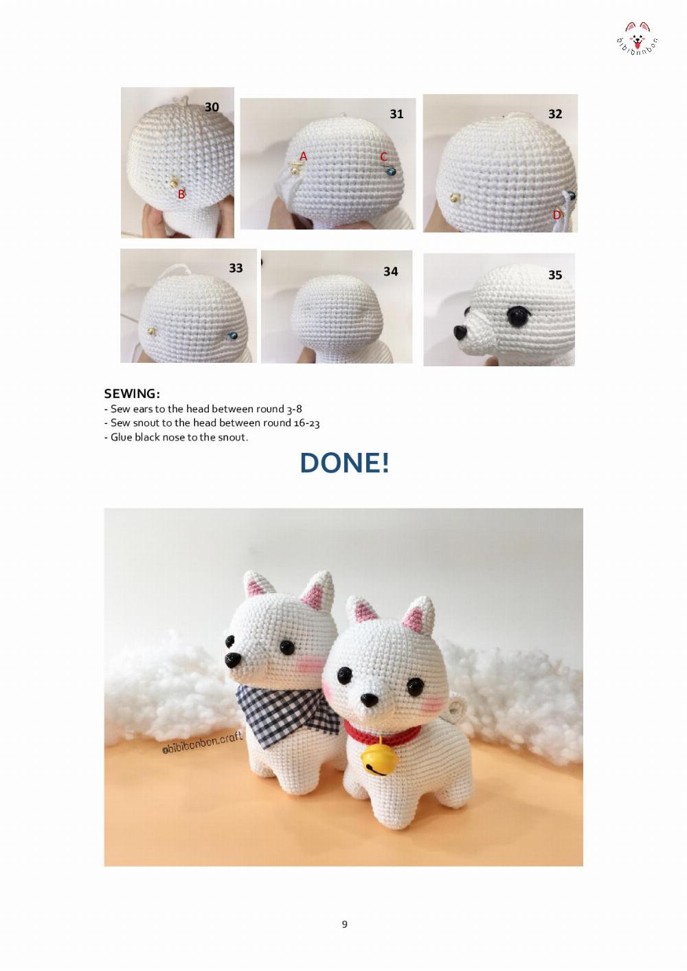 CROCHET PATTERN BIBI - THE SAMOYED DOG