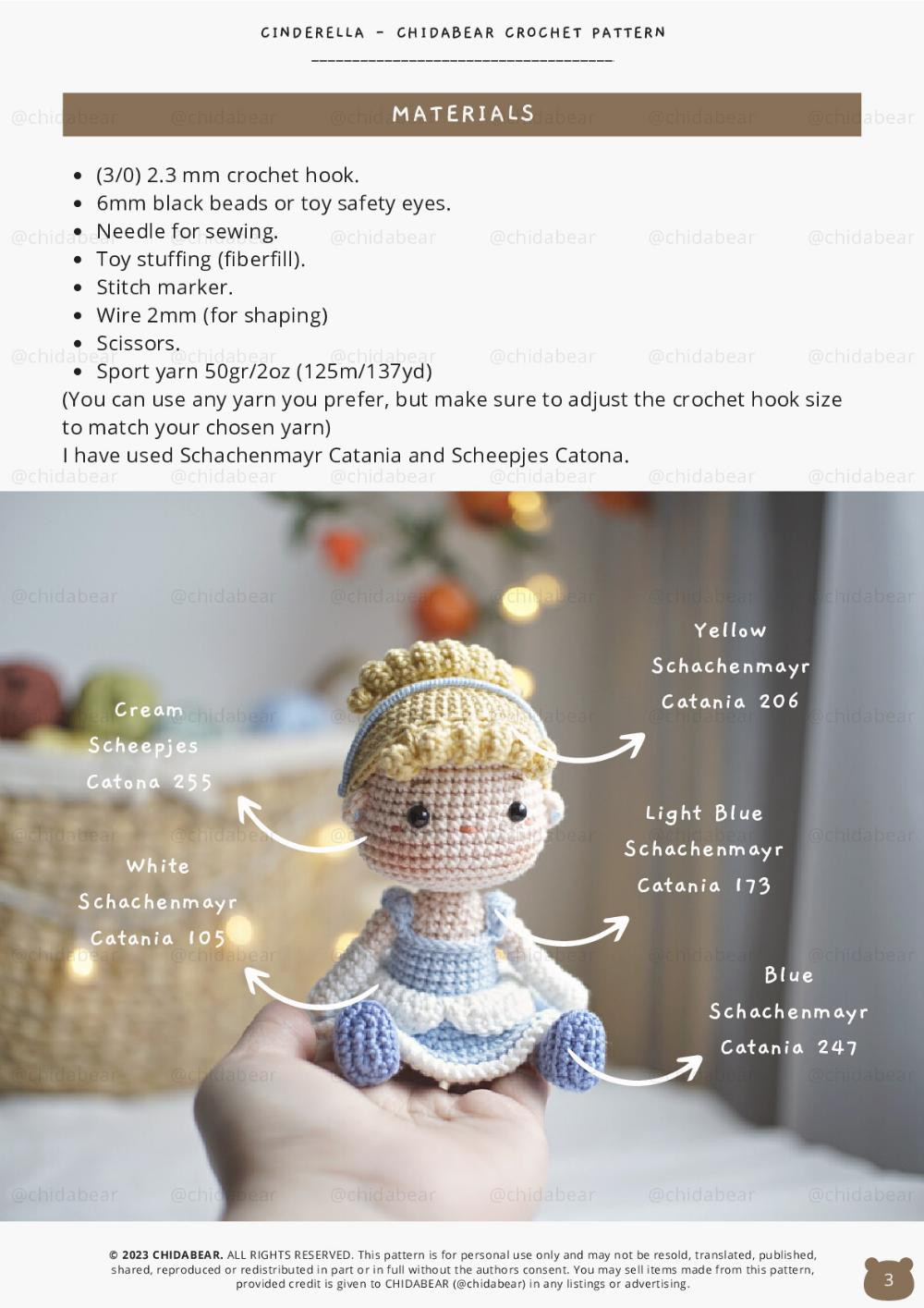 CROCHET PATTERN BY CHIDABEAR CINDERELLA